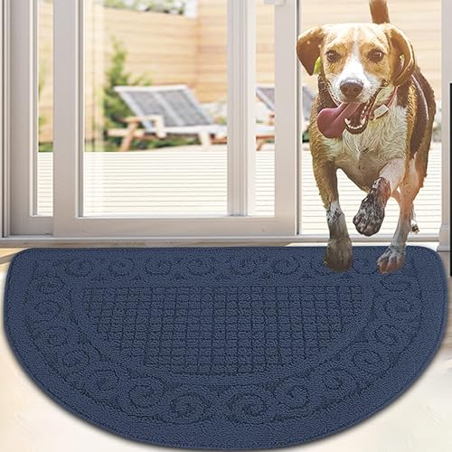 2 Pack Indoor Door Mat 18"X30",Non Slip Machine Washable Entryway Rug for Front/Back Outdoor,Half Circle Absorbent Low Profile Inside Entrance Floor