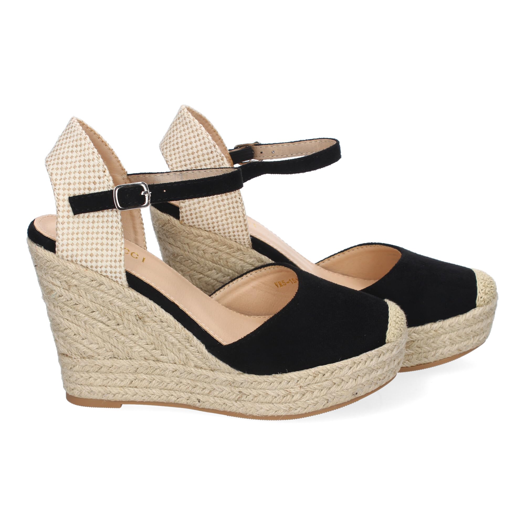 shoes&blues.es Sandalia de Cuna de Yute para Mujer, Comodas y Elegantes, Diseno Moderno con Punta Bordada y Cierre de Hebilla, Ideales para Primavera-Verano.
