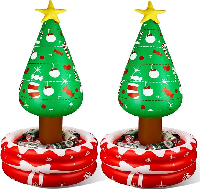 2 Pack Inflatable Christmas Tree Coolers Drink Beverage