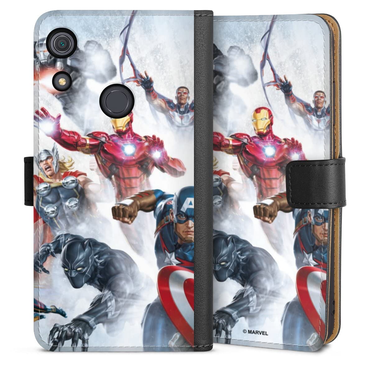 DeinDesign Etui Compatible avec Huawei Y6s Etui Folio Etui magnetique Marvel Avengers Produit sous Licence Officielle