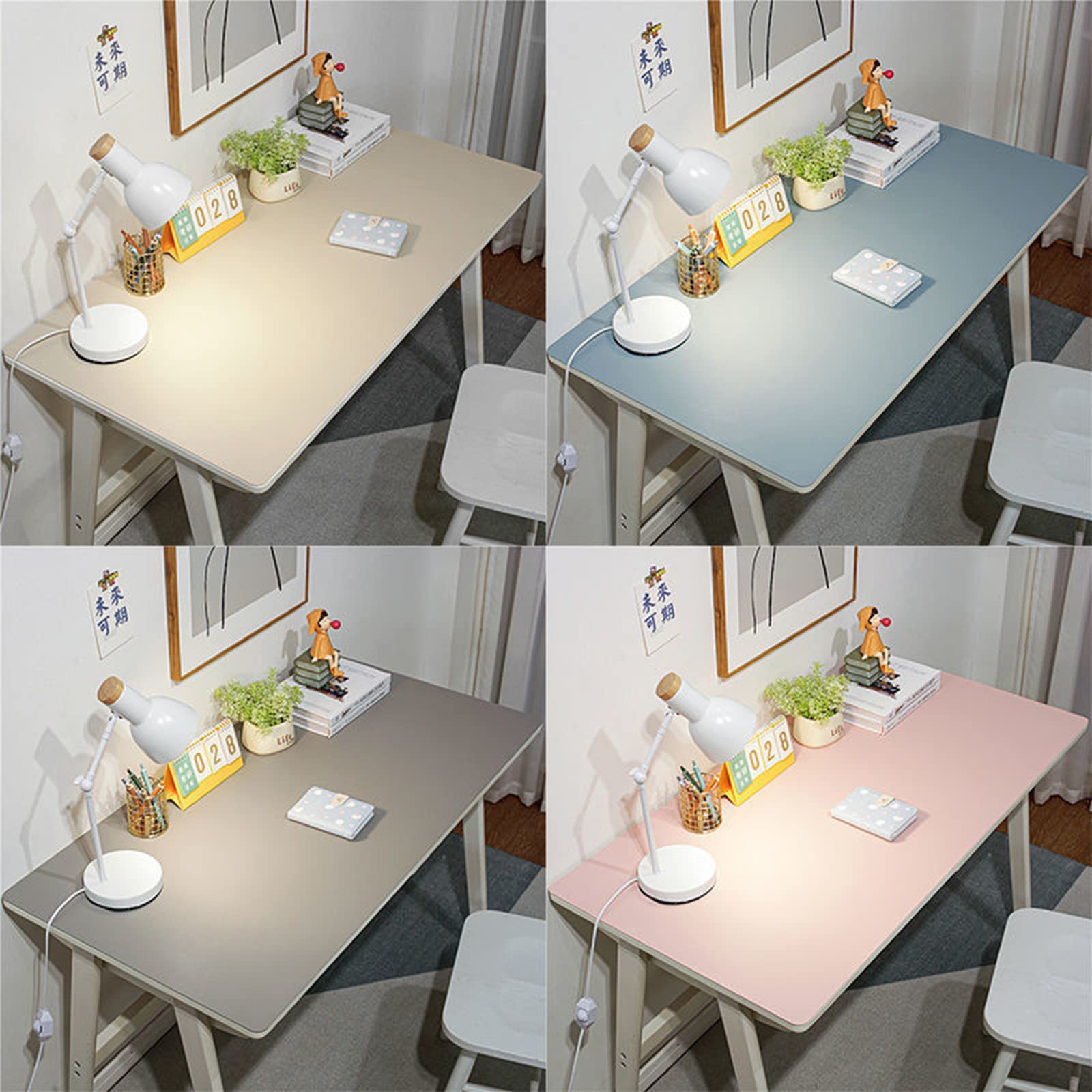 Tappetino da scrivania grande in pelle beige per tavolo da ufficio, impermeabile e facile da pulire, elegante e funzionale, tappetino per mouse e tovaglia 80 x 140 cm