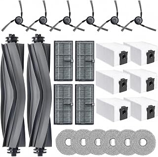 Replacement Parts for MOVA P10 Pro Gen 2 / P50 Pro/Dreame L40 Ultra Gen 2 / X40 Series / X40 Master / L10s Gen 3 Robot Vacuum, 2 Main Brushes, 4 HEPA Filters, 4 Dust Bags, 6 Mop Pads, 6 Side Brushes