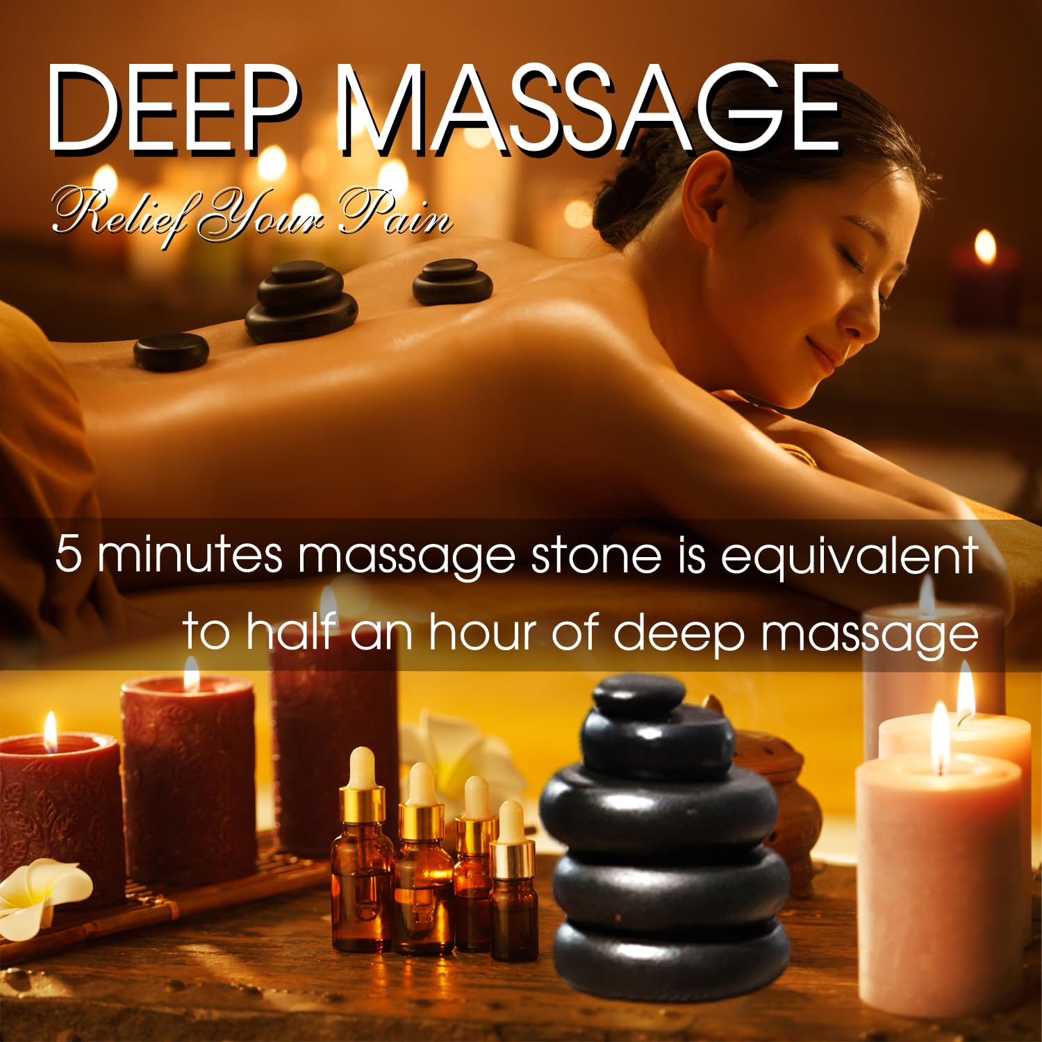 Maxdee Kamienie do masażu, niezbędne kamienie do masażu, 6 dużych kamieni do masażu, kamienie do masażu gorącymi kamieniami, do profesjonalnego lub domowego spa, ogrzewacz stóp, relaksujący, leczniczy