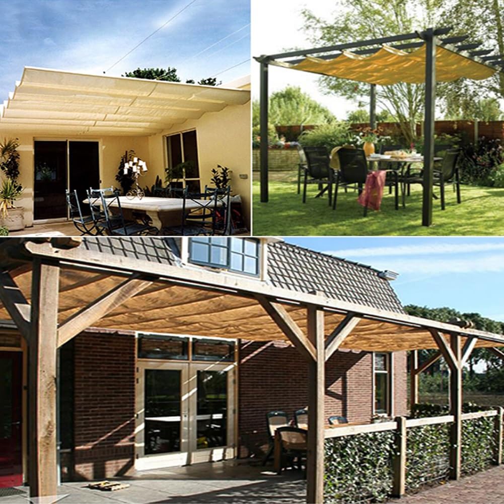 Ausziehbares Sonnensegel für Terrasse, Hof und Garten, UV-Schutz, mit Montageset, verstellbares Wellen-Design für ultimativen Sonnenschutz
