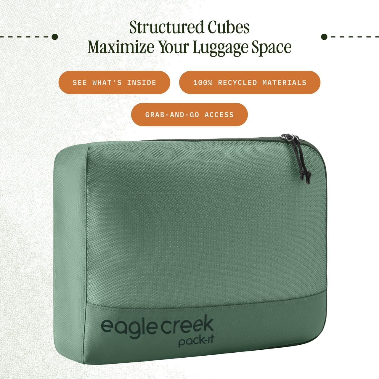 イーグルクリーク EagleCreek エイアンドエフ正規品 パックイット リヴィール キューブ XS PACK IT 衣類 仕分け 収納 便利  キャンプ 折りたたみ ケース 旅行用品 コンサイスストア Pack-It Reveal Cube M ウィローグリーン