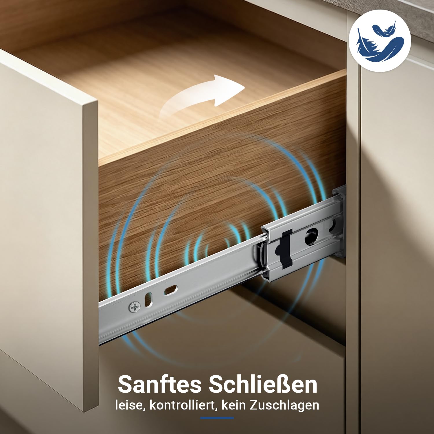 Schubladenschienen Vollauszug 450 mm 45 kg Soft-Close, 3 Paar