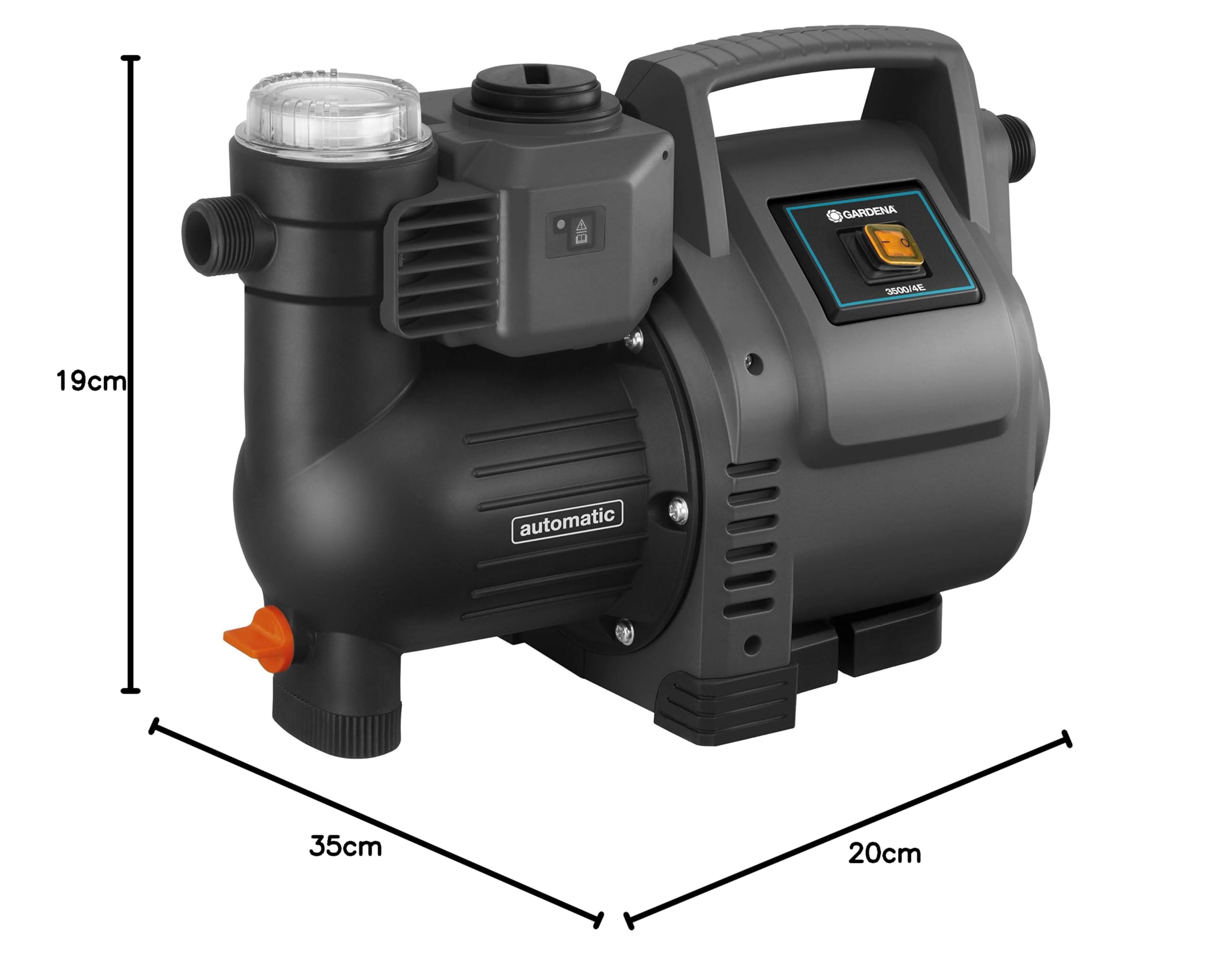 Gardena Hauswasserautomat 3500/4E: Robuste Hauswasserpumpe, vollautomatisch, mit LED-Blinklicht-Frequenz, Fördermenge 3500 l/h, Thermoschutzschalter, Trockenlaufsicherung (1757-20)
