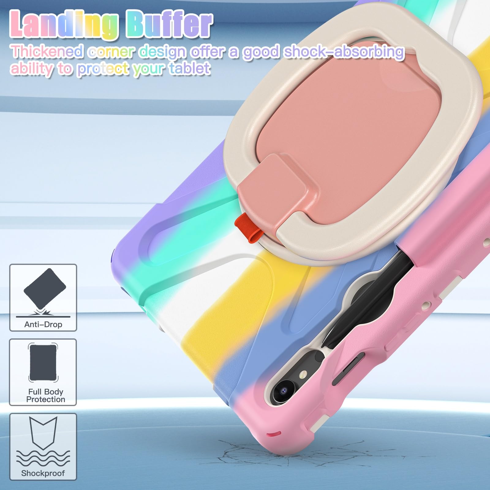 Etui na tablet Samsung Galaxy Tab S10 Lite 10,9 cala SM-X400/X406B (2025), wytrzymała obudowa, odporna wstrząsy, z obrotową podstawką 360°, paskiem rękę/ramię(Pink 2)