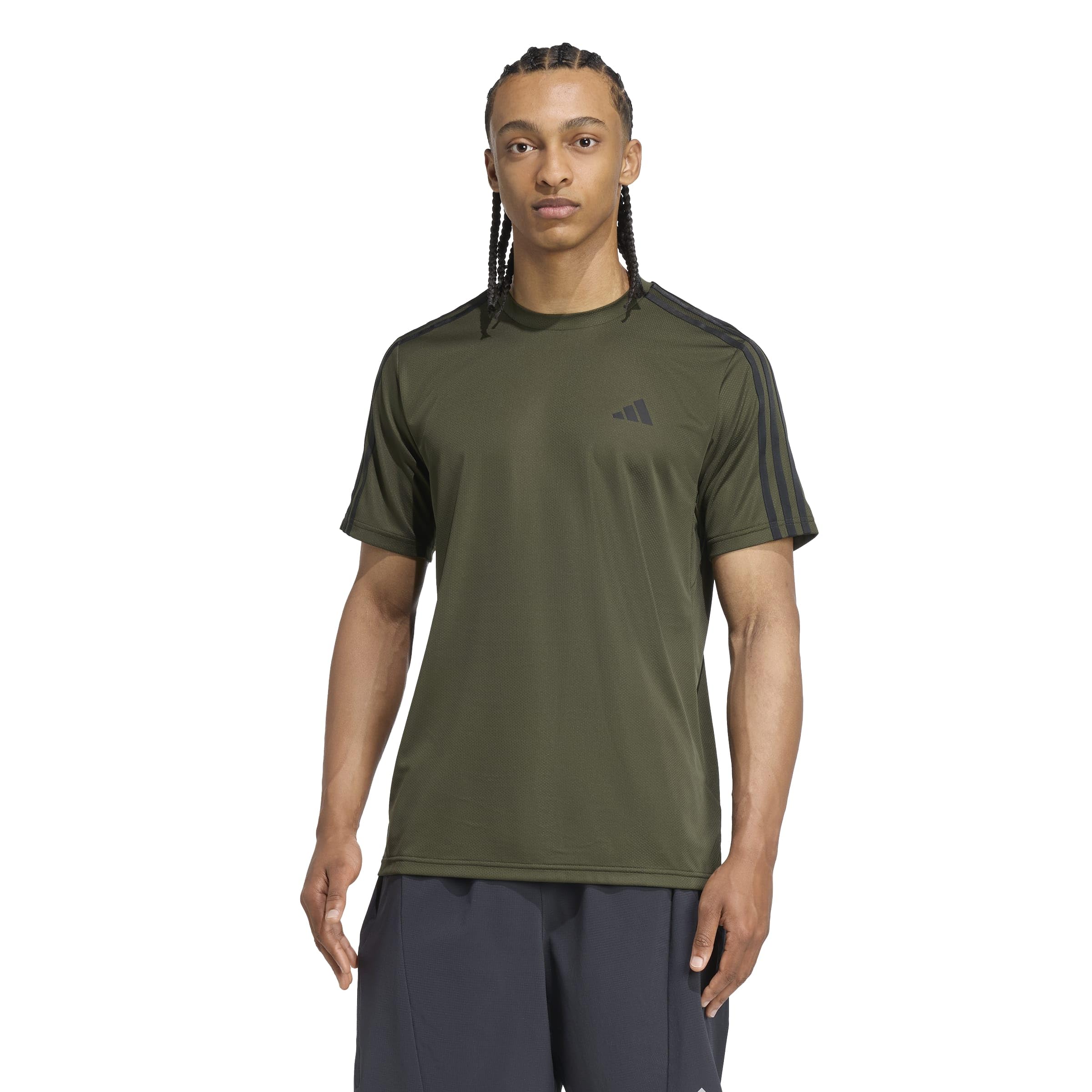 adidas Essentials - Camiseta de Manga Corta con 3 Rayas para Hombre (Paquete de 1)