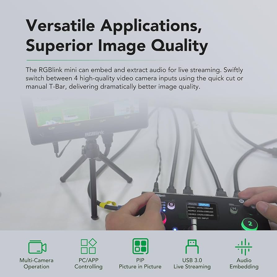 Producing Streaming Video for Multiple… Amazon.com: RGBlink Mini Multi Camera Video Switcher 2 Inch