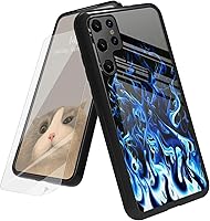 Vista 52 de Funda para Samsung Galaxy A12 5G con protector de pantalla, parte trasera de vidrio templado + TPU de silicona suave que absorbe los golpes
