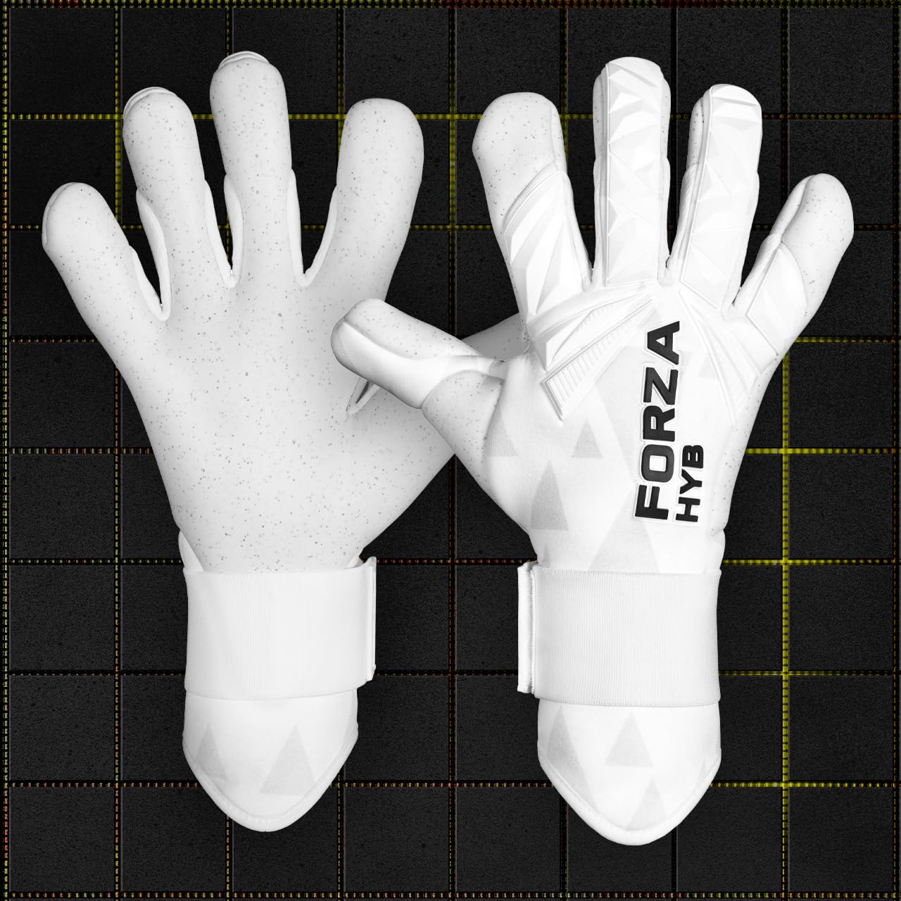 FORZA HYB Goalkeeper Gloves - Elite Hybrid Cut with Rubber Inject & Latex Wrap | Optional Wrist Strap, Available in White/Black [Sizes 4-11] (White, Size 4 (6-7 Years))