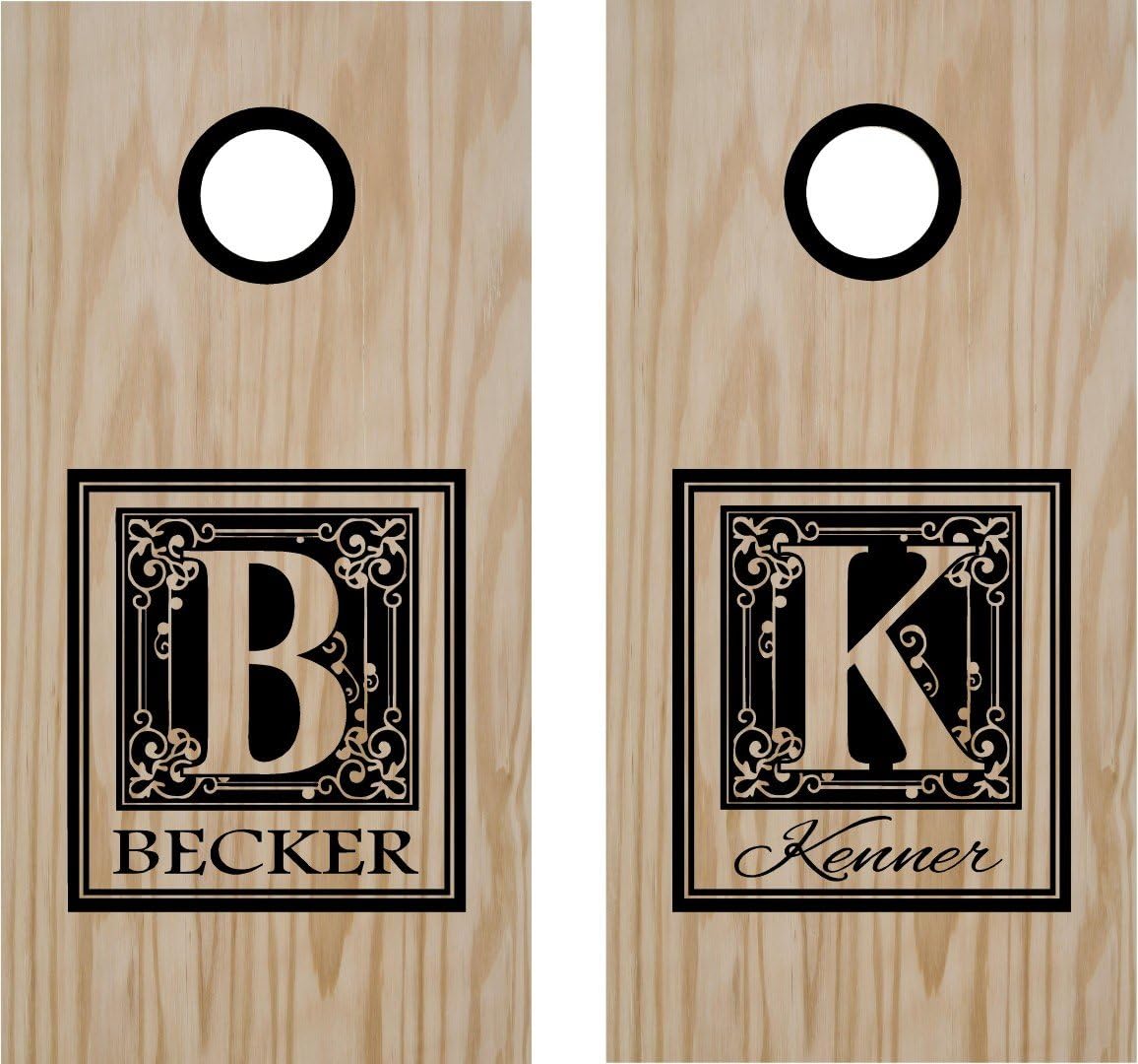 StickerChef Monogram Family Name Cornhole Board Decals Stickers - Extra Large (2 Decals) - Wall Decals - Vinyl Stickers - Custom Text