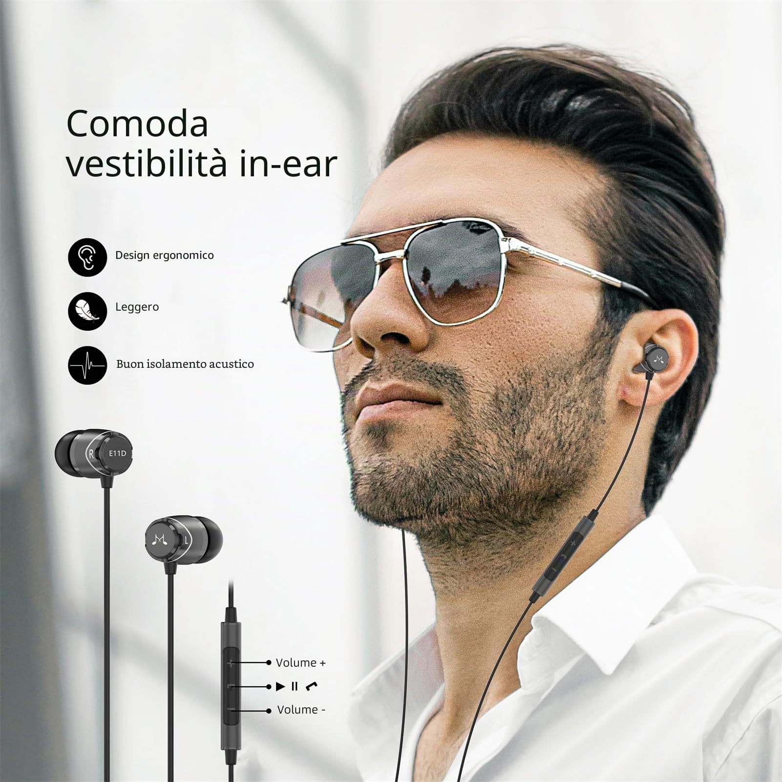 SoundMAGIC E11D Auricolari Cablati USB-C, Micro, DAC HiRes, HiFi, Nero | Chiamate nitide, bassi corposi, medi equilibrati, isolamento acustico, vestibilità ergonomica, compatibilità universale