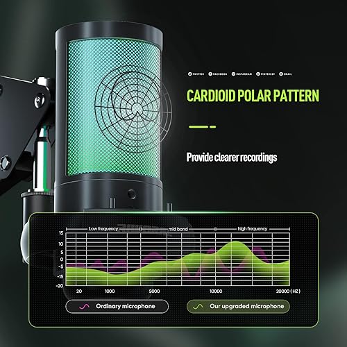 Miniatura 4 de Kit de micrófono para juegos USB para grabación, transmisión, podcast, micrófono de condensador con soporte de brazo de micrófono, filtro pop,