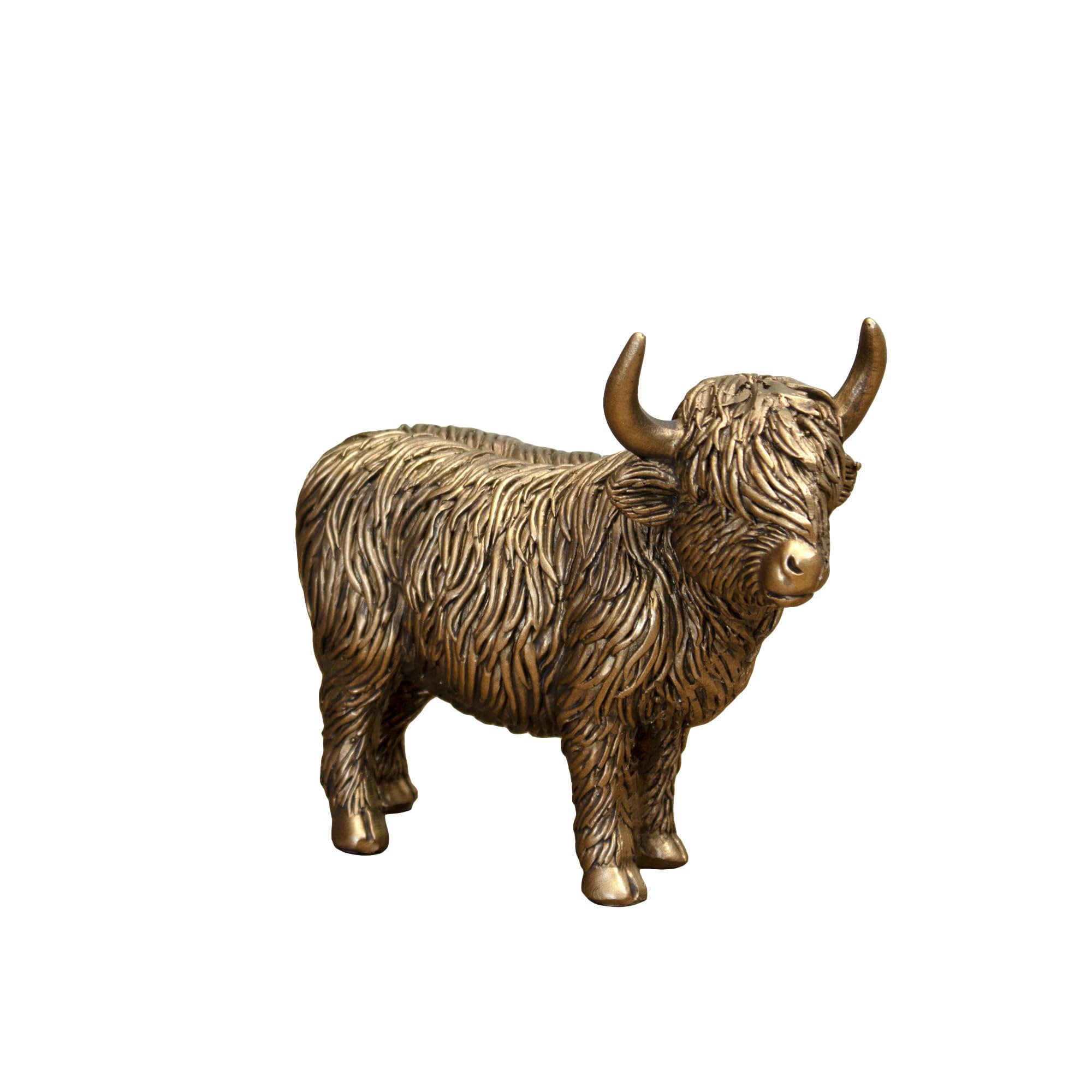 Darthome Bronze 12Cm Highland Cow Ornament Small Resin Decorative Sculpture Figure Animal