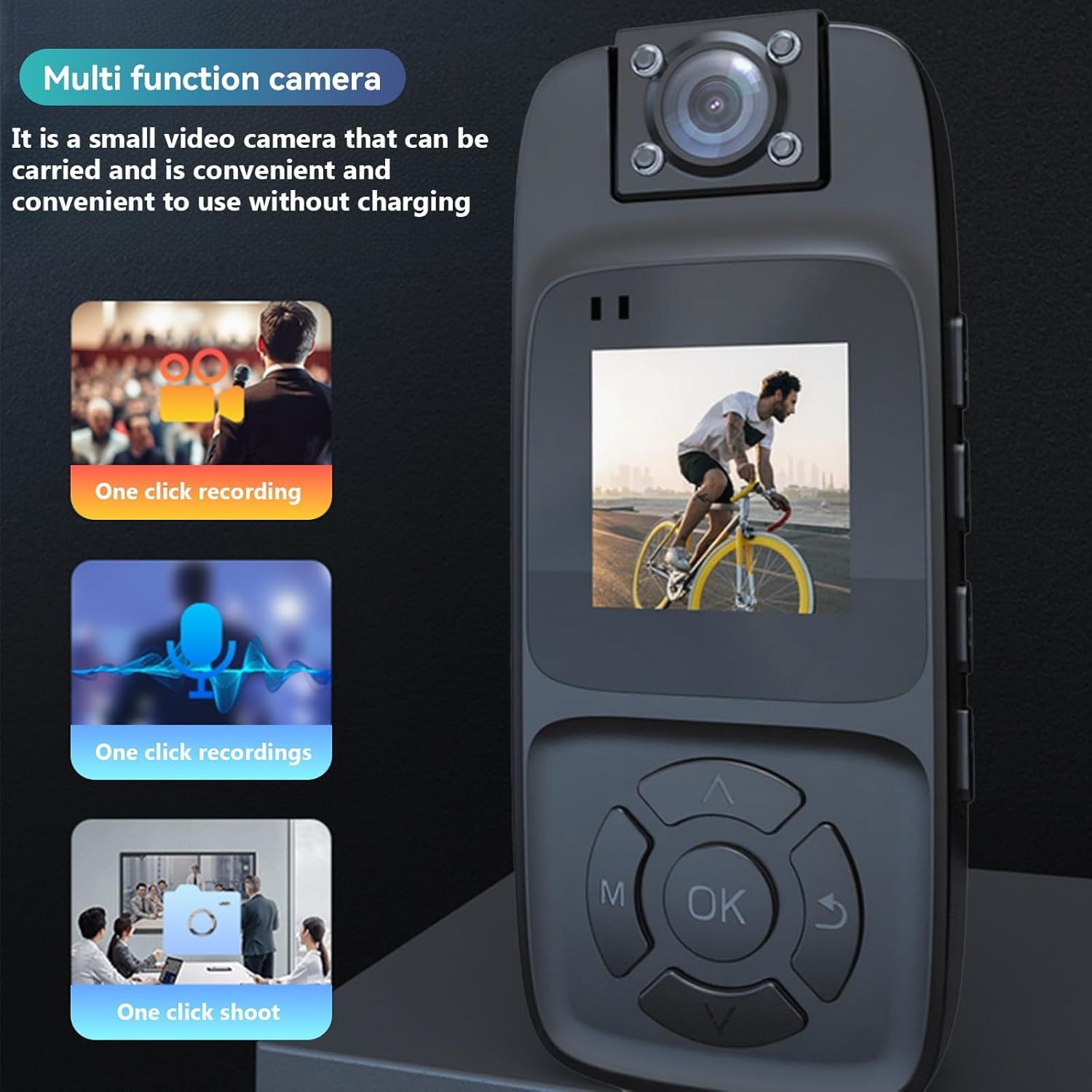 4K Mini Body Camera Video Recorder with 180° Rotation Lens,WiFi Action Camera for Real-Time Viewing,Infrared Night Vision POV Cam,Wearable for Outdoor Sports,Cycling,Hiking and Travel(128G)