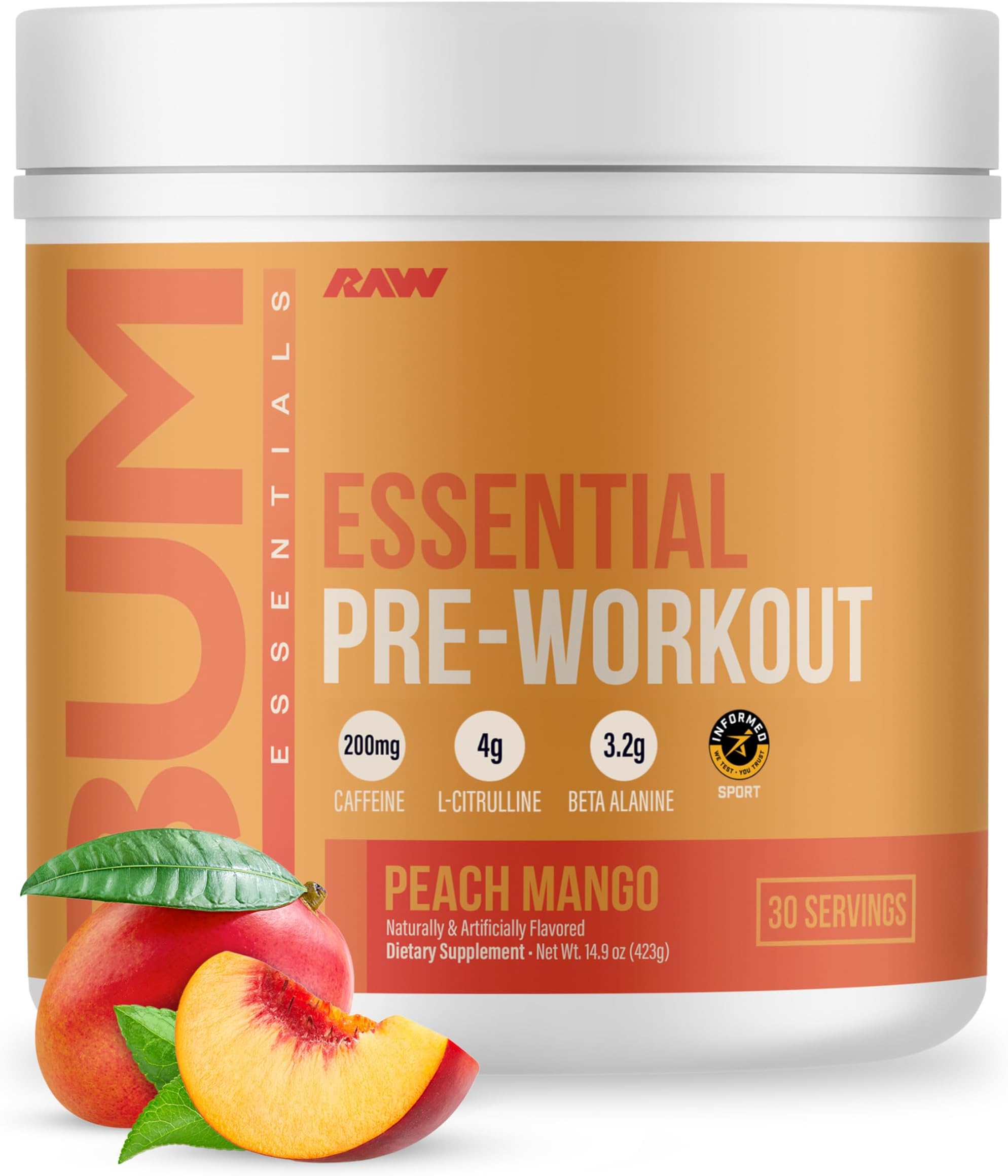 Raw Essential Pre-Workout Peach Mango 30 Servings