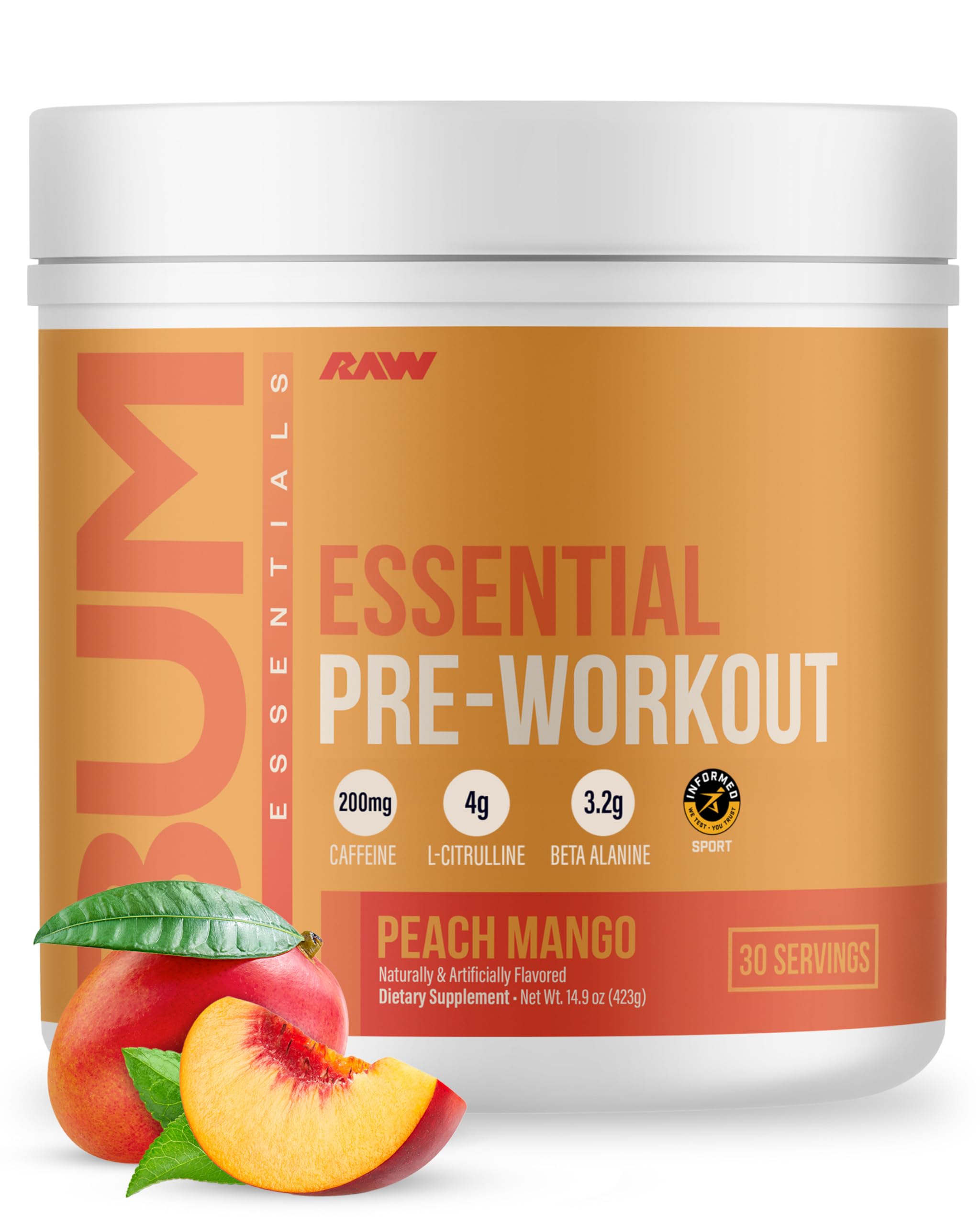 Raw Essential Pre-Workout Peach Mango 30 Servings