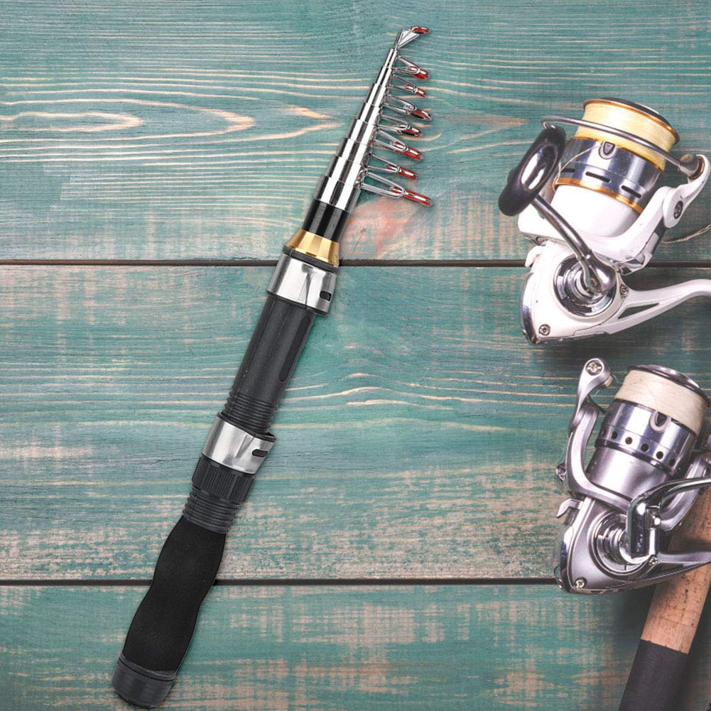 Aramox Telescopic Fishing Rod Travel Fishing Pole Collapsible Rod 1-2. Portable with EVA Handle for Bass Trout Ice Sea (#5)
