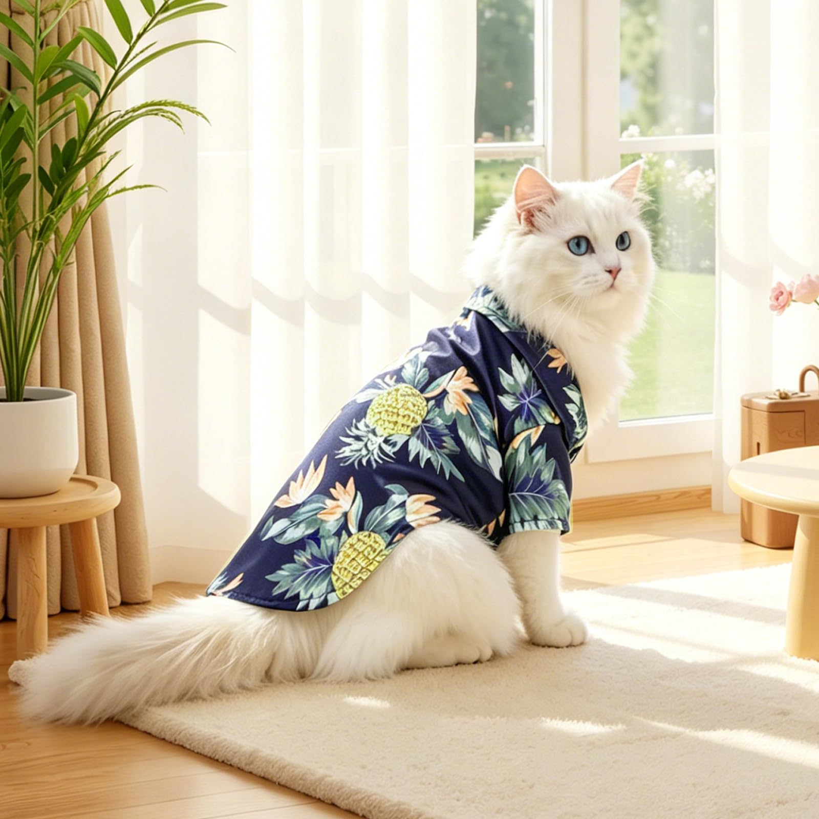 4 Pièces Chemise Hawaïenne pour Chien, T Shirt Été Chiens, Hawaii Chemises pour Chiens, T-Shirt Hawaïenne Chienss, Vêtement Chien Été Polo pour Chats Chiens Plage Mer Vacances (1, XS, 1)