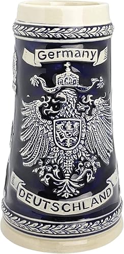 1 litro  OktoberfestHaus Bier Krug Deutschland German Adler (Eagle) Beer Stein Tankard Azul Cobalto Ciudades grabadas de Jarra de Cerveza, Jarra