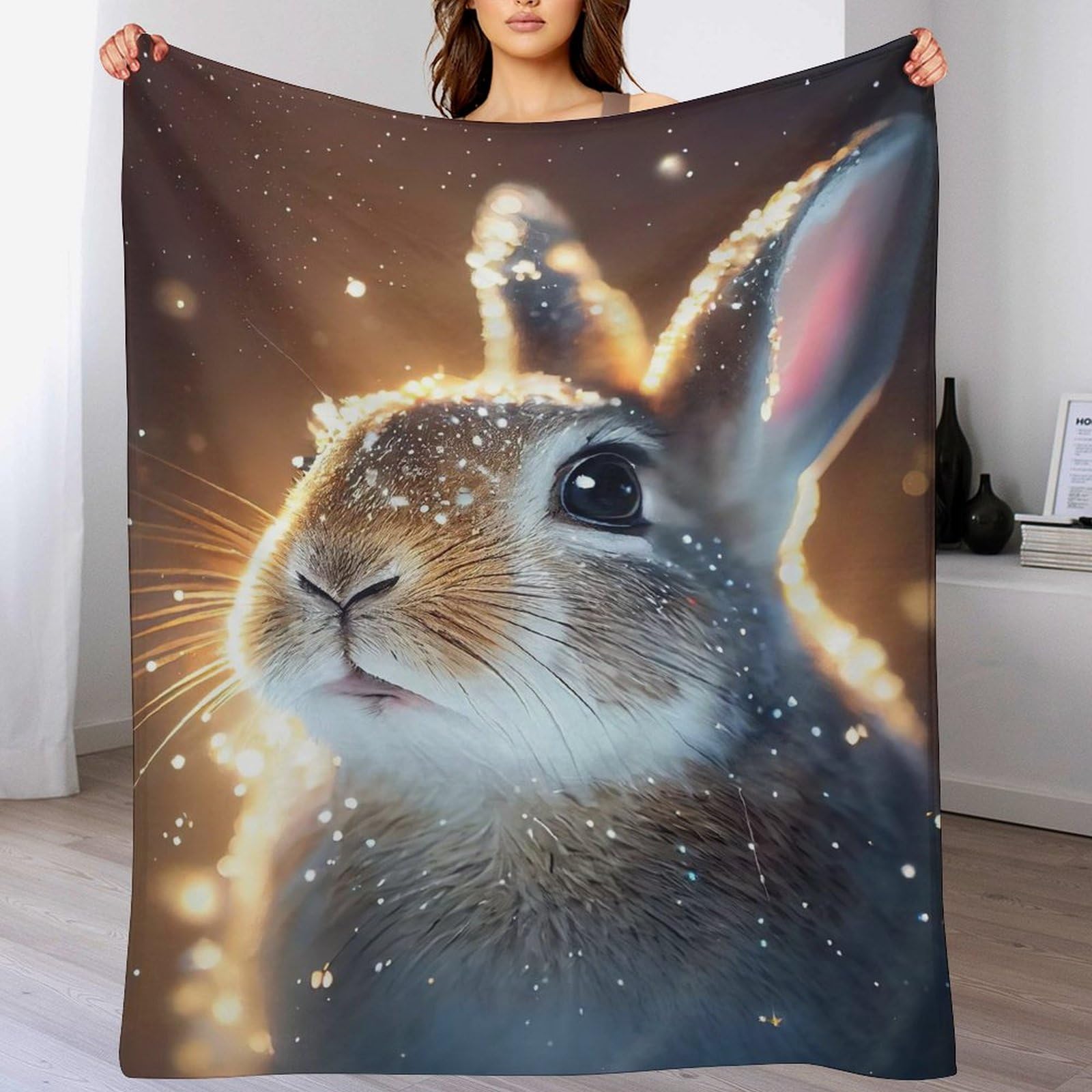 Couverture lapin douce chaude lit canapé lavable 150x200