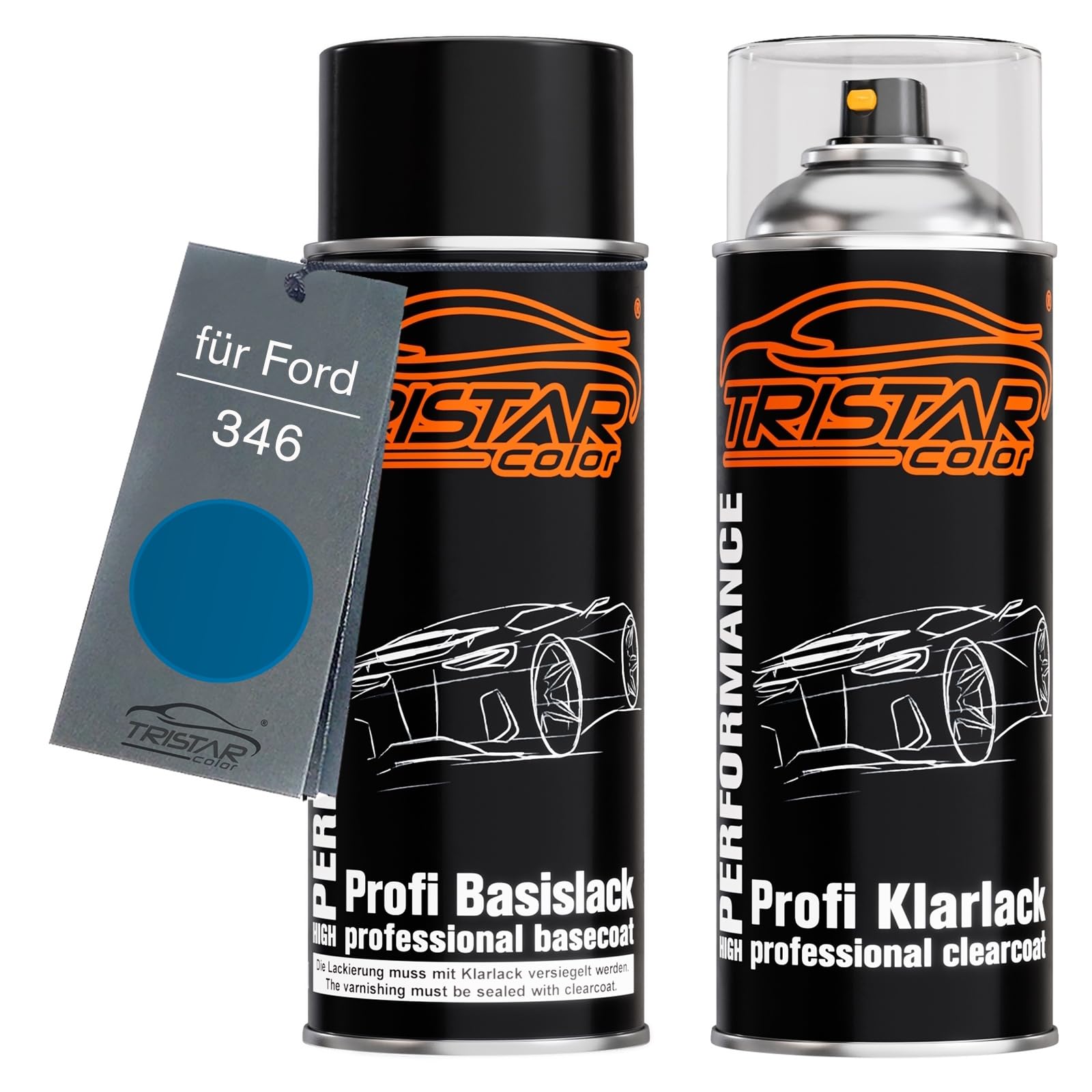 TRISTARcolor Pintura Automotriz Set De Botes De Spray Para Ford 3CVC Indianapolisblau Metallic/Azul Racing Metallic Fondo Pintura Base Aerosol 400 Ml