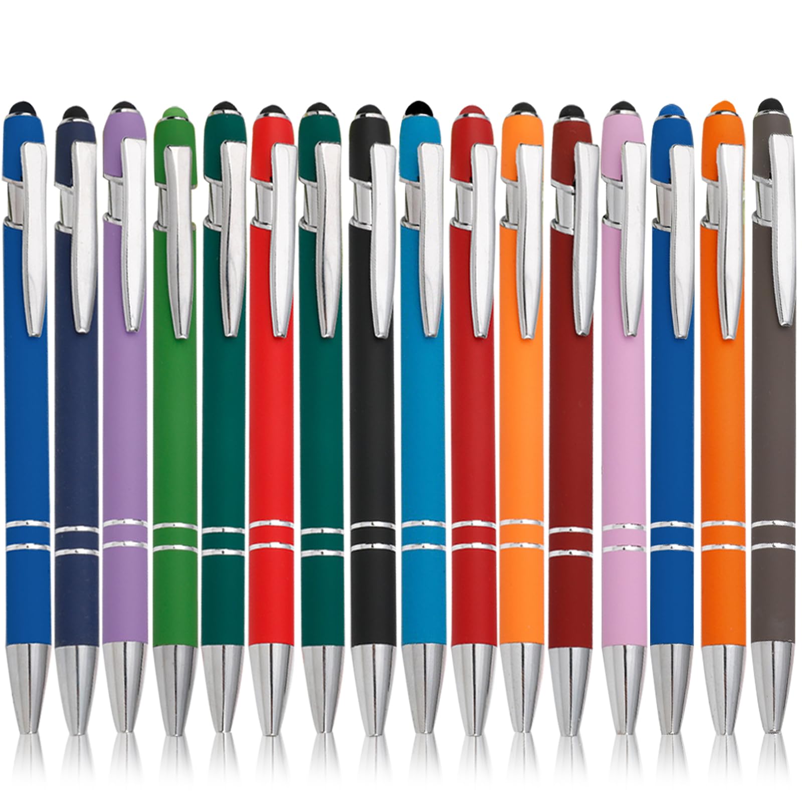 10 Penne Stilo 2 In 1 Oro Rosa - Punta 1,0mm Inchiostro Nero E Stilo Touch, Metallo, Regalo Elegante