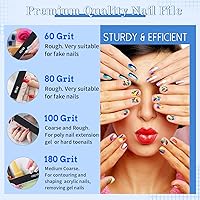 Vista 4 de Black Rectangle 60/60 Grit Nail Files, 50 Pcs Professional Double Sided Emery Board, Reusable Washable Coarse Tool for Acrylic & Gel Nails, Home