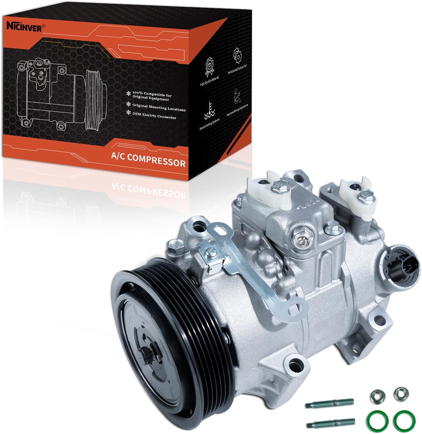 Air Conditioning Compressor & A/C Clutch for T-OYOTA COROLLA 1.8L 2009 2010, S-cion xD 2008-2014, Matrix 2009 2010 1.8L, 11167328, 5512719 Air Conditioner AC Compressor Relpacement