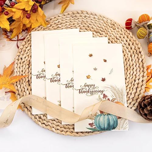 Miniatura 8 de Hioasis 100 servilletas de otoño, 3 capas desechables estilo calabaza de Acción de Gracias, suministros de fiesta de otoño de cosecha de otoño,