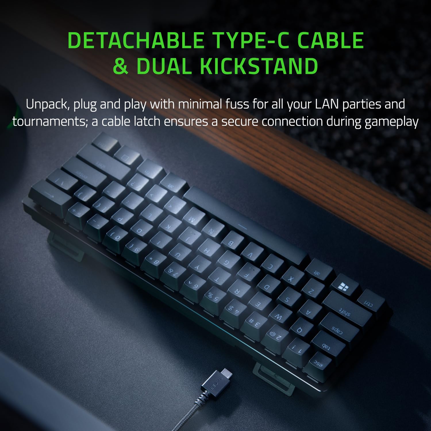 Razer Huntsman Mini Red Switch 60% Gaming Tastatur Lineare Optisch-Mechanische Switches Doubleshot PBT-Tastenkappen Abnehmbares USB-C Kabel QWERTZ DE-Layout Schwarz