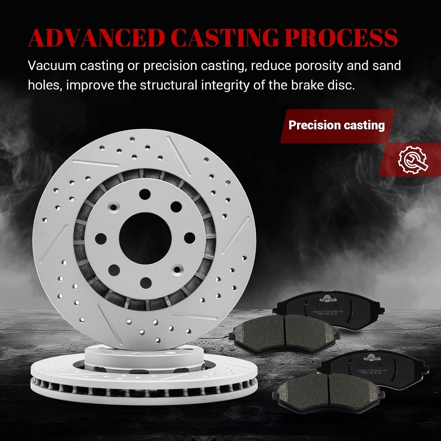 Ceramic Front Brakes Pad and Rotors Drilled Slotted Vented Replacement Disc Brake Kits for Chevy Aveo 2004 2005-2011/ Aveo5 2006 2007 2008 2009 2010 2011/ Spark Ev 2014-2016/ Spark 2013-2015