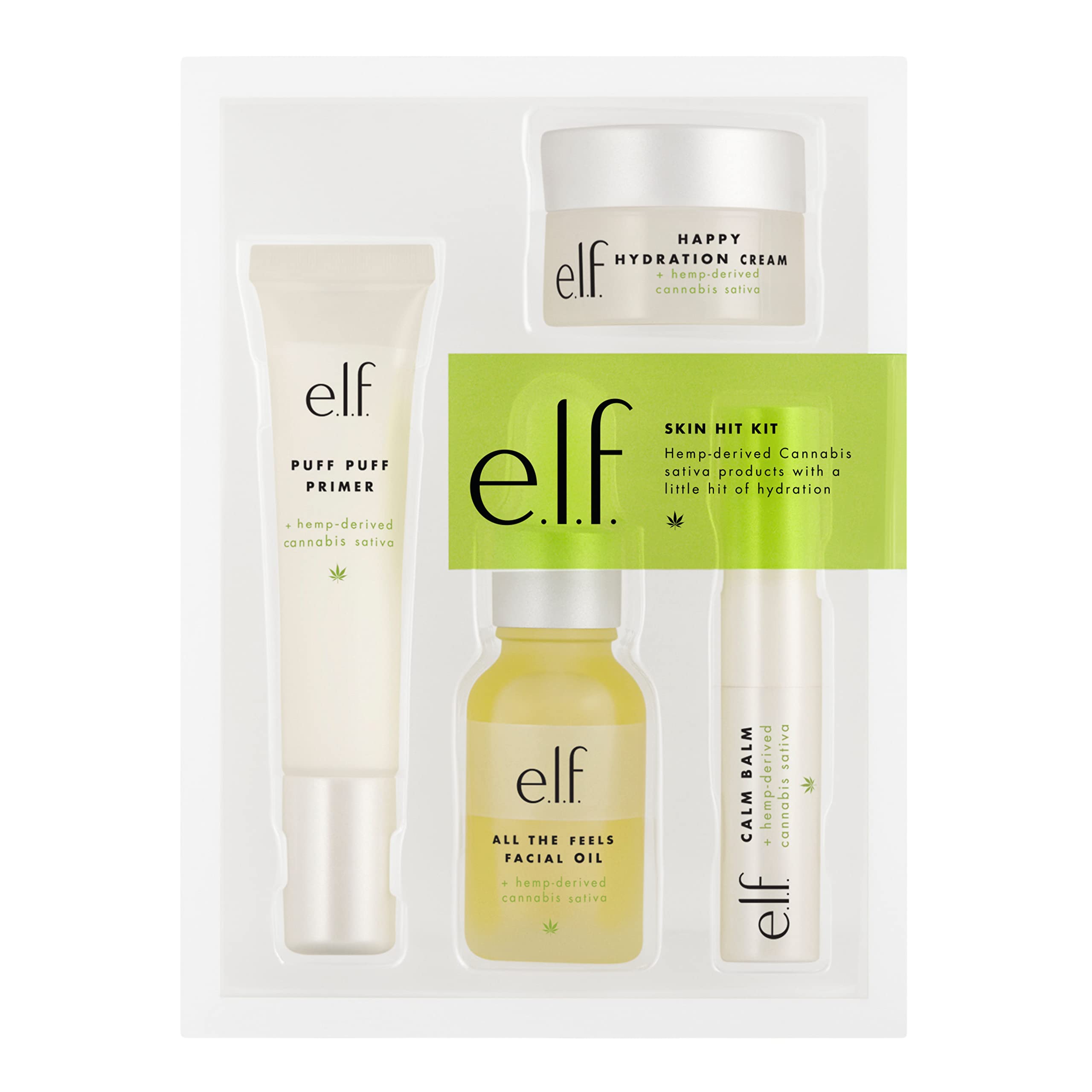 e.l.f. Skin Hit Kit, Infused with Hemp Seed Oil, Nourishes & Hydrates Skin, Soothing & Calming, 4-Piece Skincare Set
