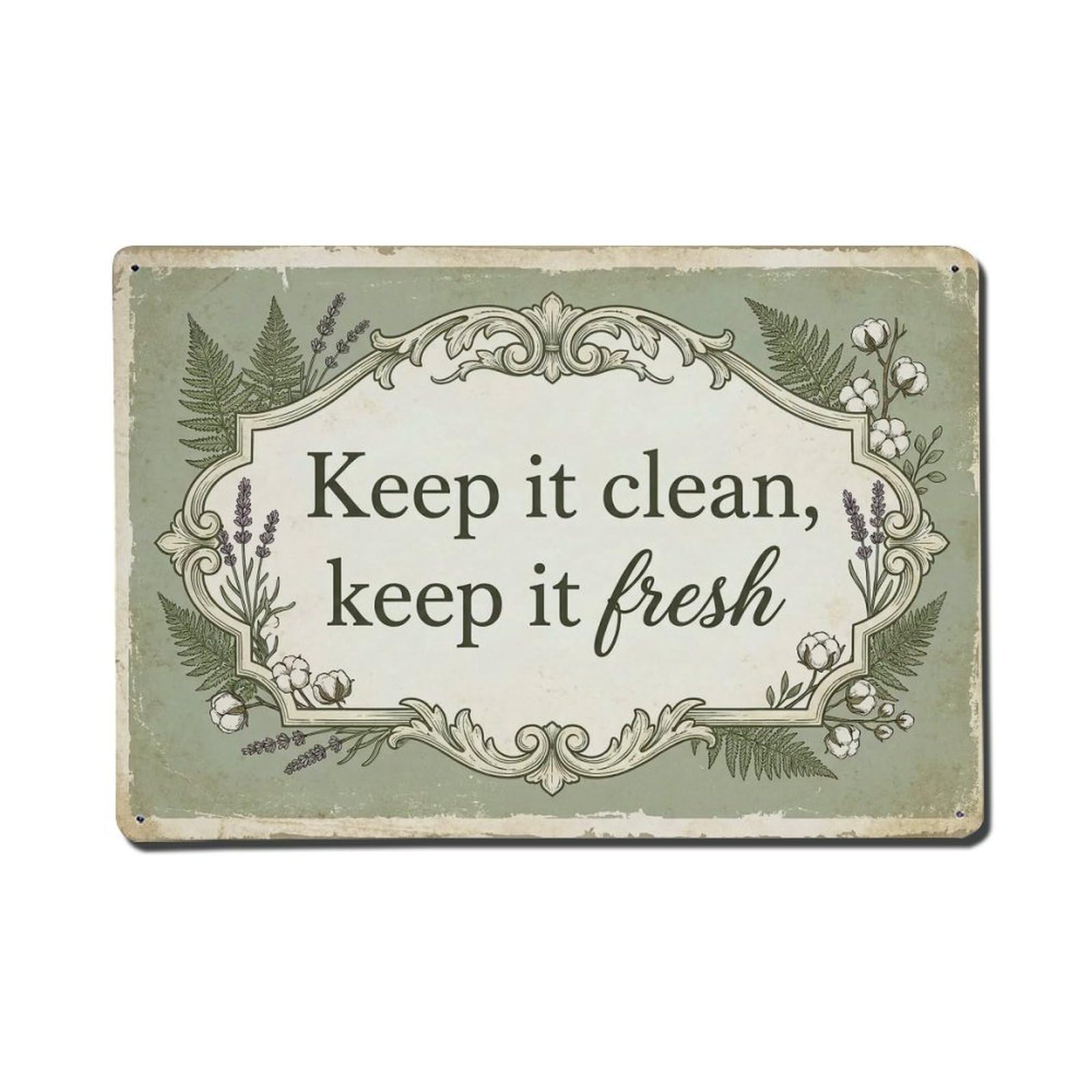 Olhnbad Style Keep It Clean Keep It Fresh Hand Washing Quote Metal Tin Sign