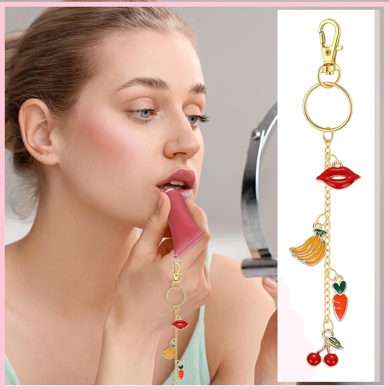 VioraWhite 227 Pcs Lip Gloss Keychain Making Kit Bulk 24 Keychain Clips with Lobster Claw Clasps 200 Jump Ring Chain Plier Hole Puncher for Valentine's Day DIY Lip Gloss Crafts Supplies(Gold) - Image 6