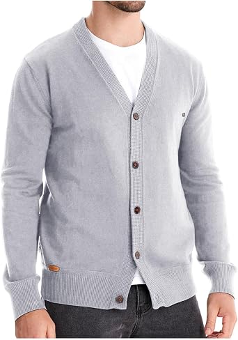 Mens Button Down Sweaters Cardigan Soft Comfy V Neck Knitted Sweater Slim Fit Solid Fall Button Down Shirt Jacket