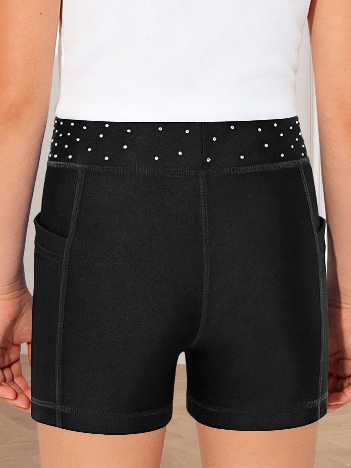 YiZYiF Kids Girls Rhinestone Dance Shorts Shiny Athletic Gymnastics Hot Pants Ballet Dance Yoga Shorts Bottoms