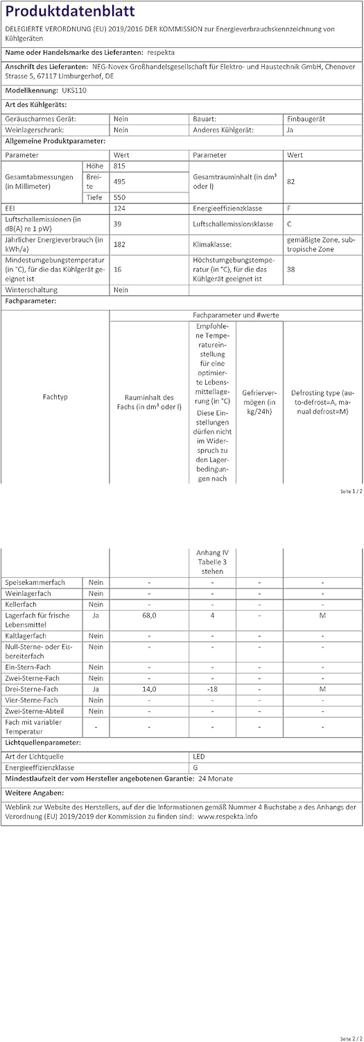 respekta Frigorifero A Incasso Con Congelatore Bianco, 82 X 50 Cm, 82 L Di Capacità Utile, Battuta Della Porta Intercambiabile, 2 Piedini Anteriori Regolabili, Uks110, 39 dB respekta Frigorifero A Incasso Con Congelatore Bianco, 82 X 50 Cm, 82 L Di Capacità Utile, Battuta Della Porta Intercambiabile, 2 Piedini Anteriori Regolabili, Uks110, 39 dB