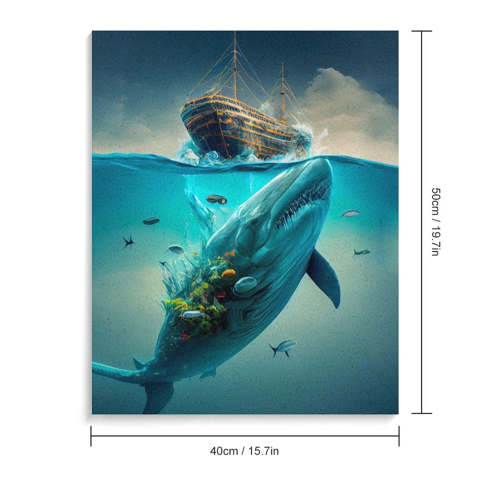 Amazon | 船の下の大きなクジラ 数字油絵 深海の恐怖 シュル