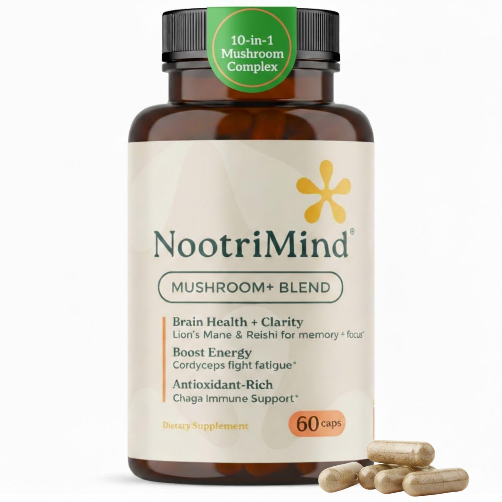 nootrimind Suplemento de Cogumelos em Cápsulas, Blend 10 em 1, 60 cápsulas