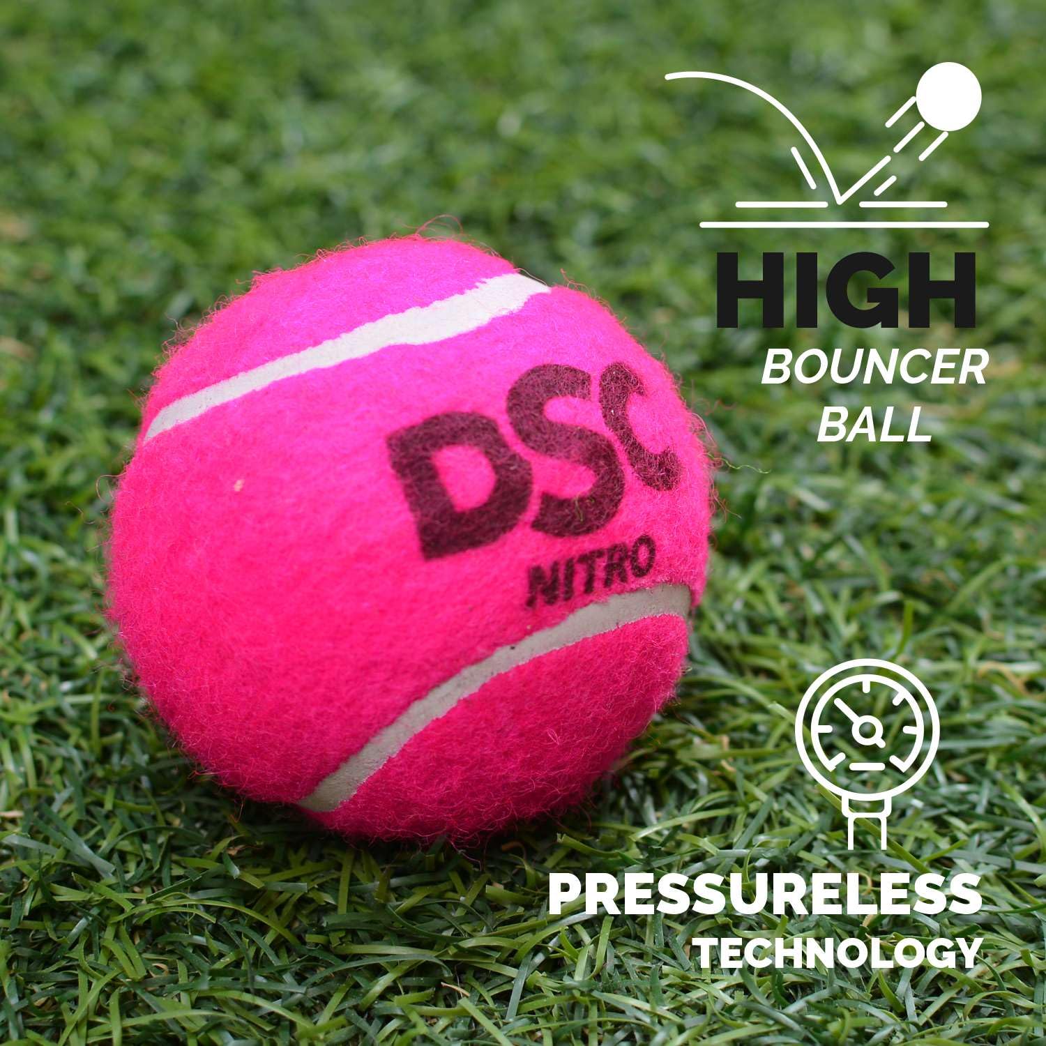 DSC Nitro Rubber Tennis Ball Premium Outer Felt for Greater Durability | Stitching Rubber Moulded | Ideal for Designed for Beginners