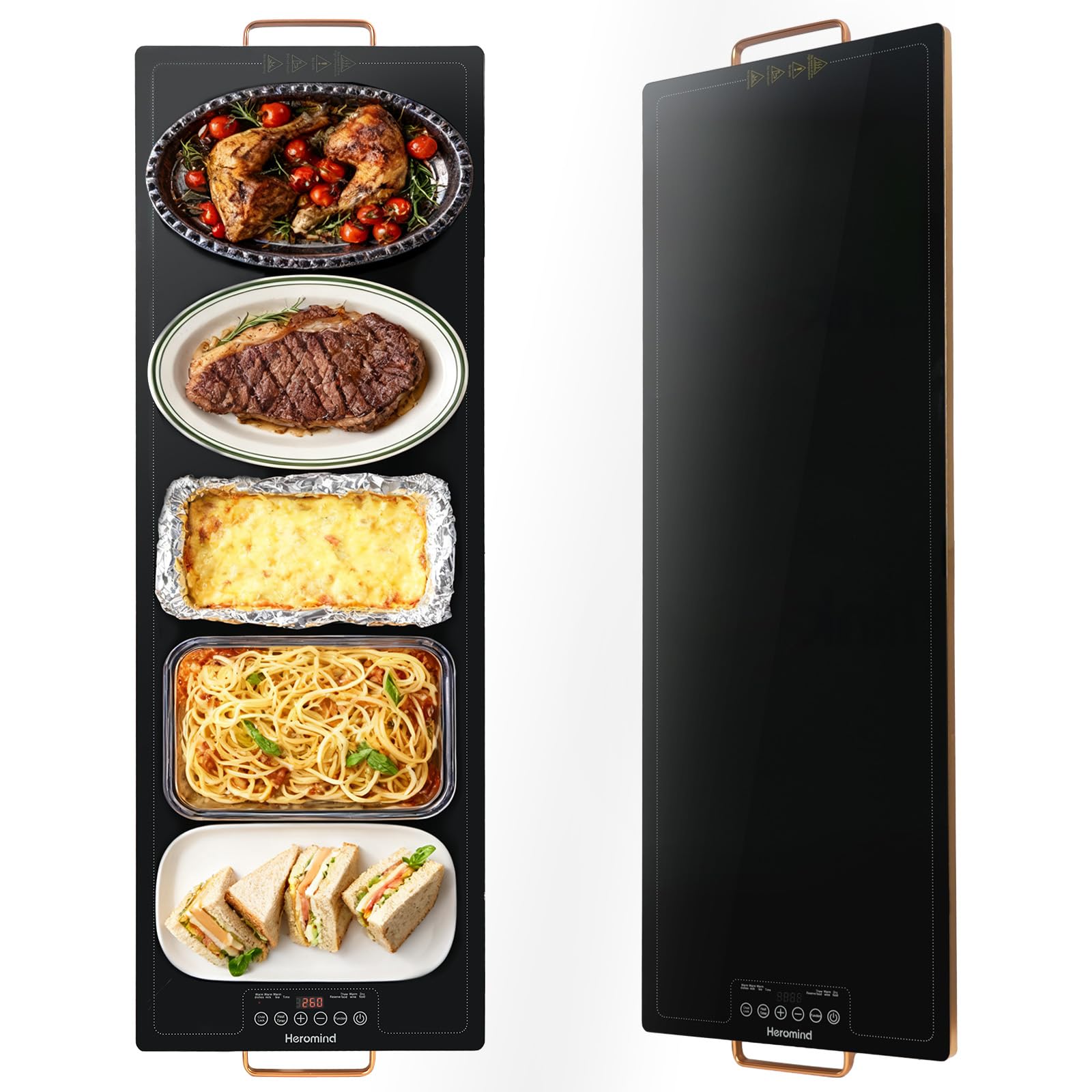 Plateau de Chauffage 100x35 cm Plaque Chauffante Grande 450W Réglage Précise Multi-niveaux Pour Grands Buffets et Collectivités