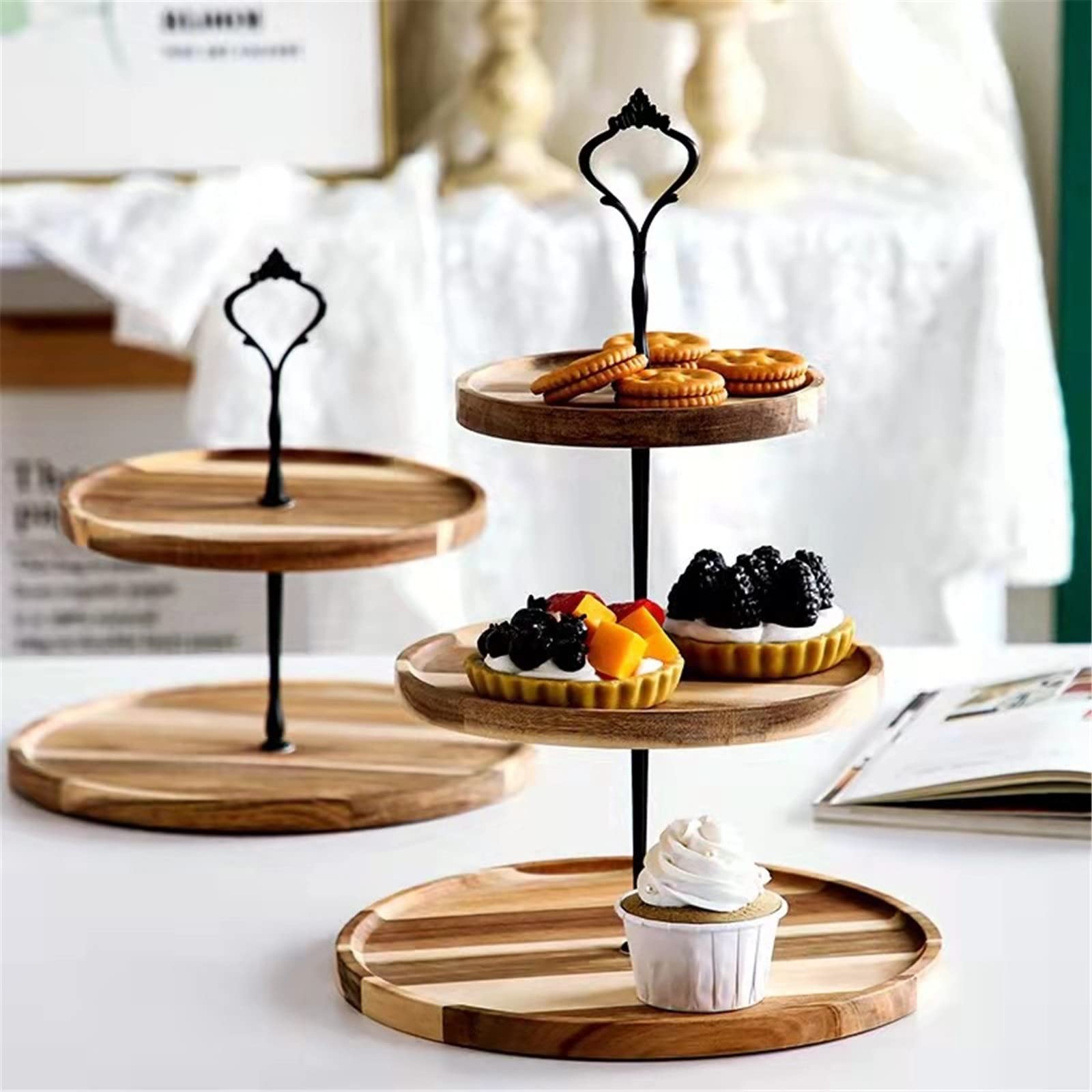 Présentoirs à Gâteaux Présentoir de dessert mariage partie support petit gâteau à plusieurs niveaux pour Fêtes Mariages et Anniversaires(25x25cm)