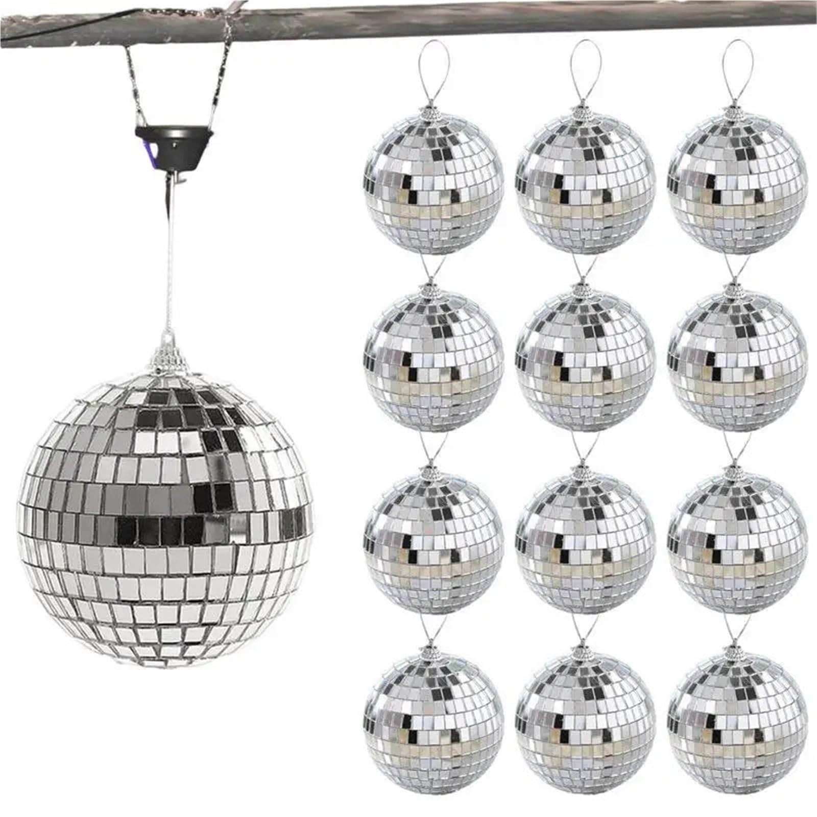 Bola Discoteca Mini bola de discoteca con espejo, luz escenario reflectante giratoria cristal plateado brillante for bodas, fiestas, Navidad, decoración del hogar y KTV(2CM 12 pieces)