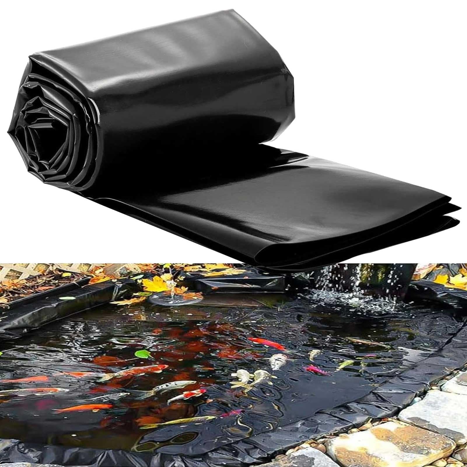 Revestimiento Negro Resistente para estanques de 1x2 m a 10x12 m | Membrana Impermeable para jardín, Piscina, Fuente, Arroyo y Lago Artificial - Revestimiento Duradero para estanques de pece