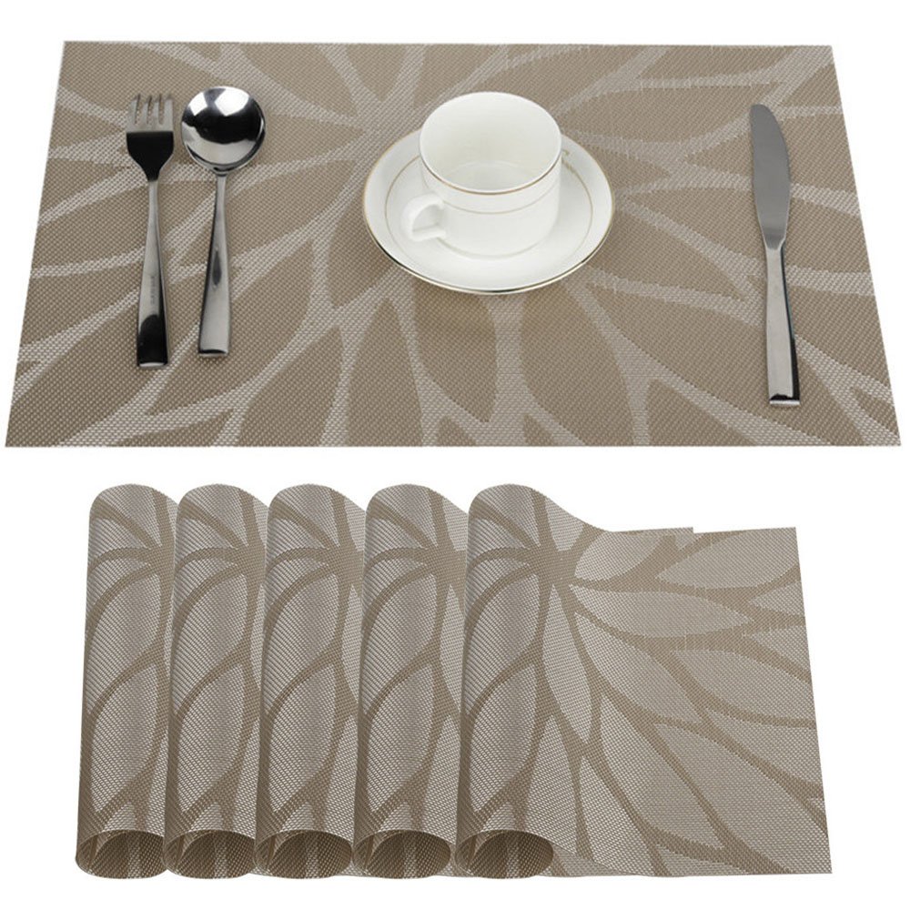 Fontic Platzdeckchen, rutschfest, aus PVC, waschbar, 45 x 30 cm, für Küche, Wohnzimmer, Garten oder Esszimmer, 6 Stück