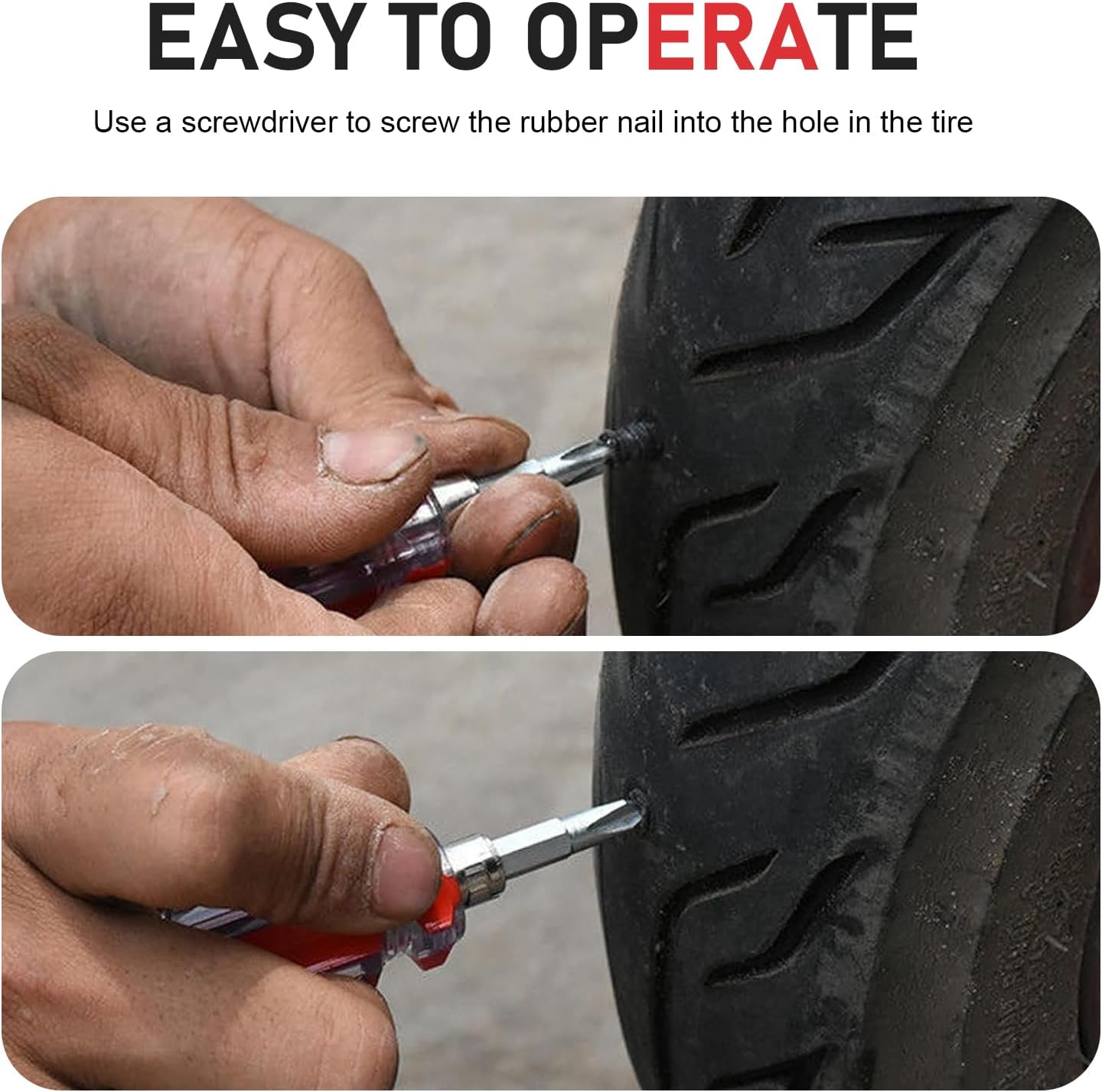 30 PCS Tire Repair Nail Set Universal Portable Puncture Tool (Black)