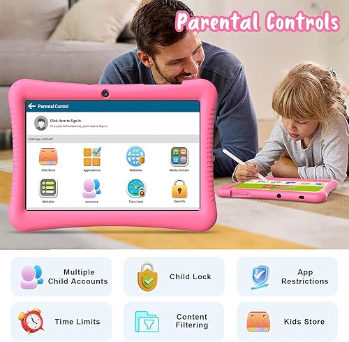 Miniatura 4 de Tablet para niños, tableta Android 13 de 10.1 pulgadas para niños, 32 GB (ampliable a 128 GB), cuatro núcleos, Google Kids Space, control parental,